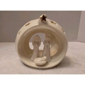 Nativity Scene Tealight Candle Figurine Holy Family By Russ Berrie Co.